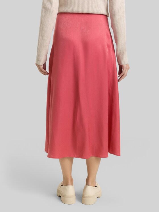 High Waist Satin Midi Skirt - cozy pink