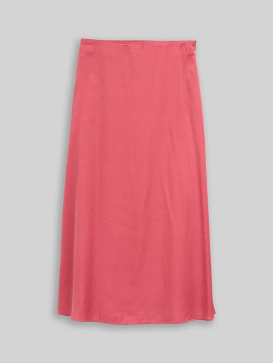 High Waist Satin Midi Skirt - cozy pink