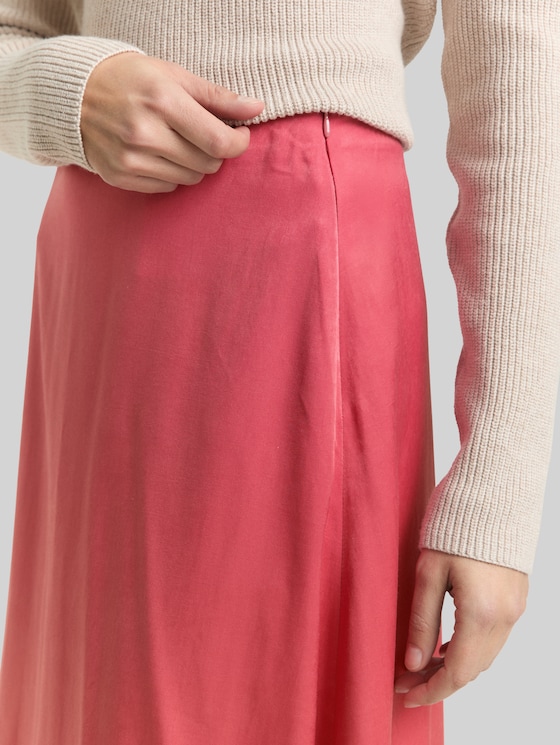High Waist Satin Midi Skirt - cozy pink