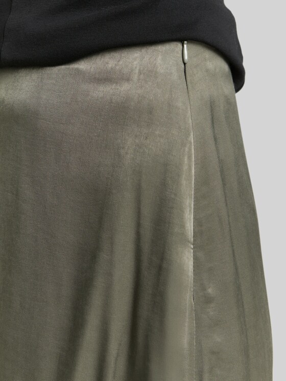 High Waist Satin Midi Skirt - cloudy green