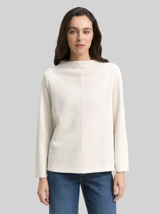 Sweatshirt with stand-up collar - sand stone beige melange
