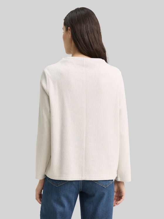 Sweatshirt with stand-up collar - sand stone beige melange