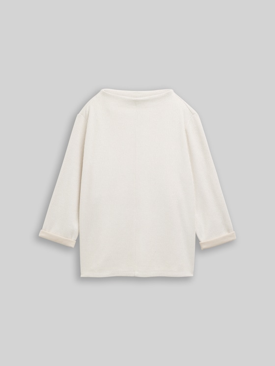 Sweatshirt with stand-up collar - sand stone beige melange