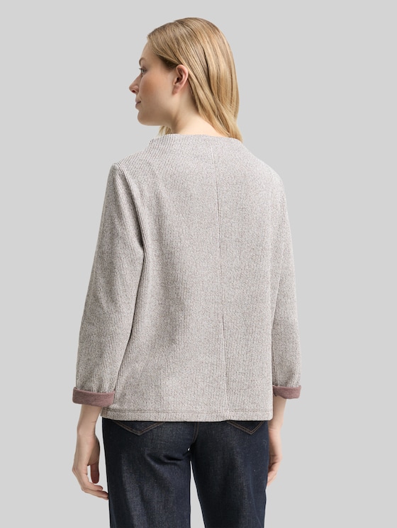 Sweatshirt with stand-up collar - dark pecan brown melange