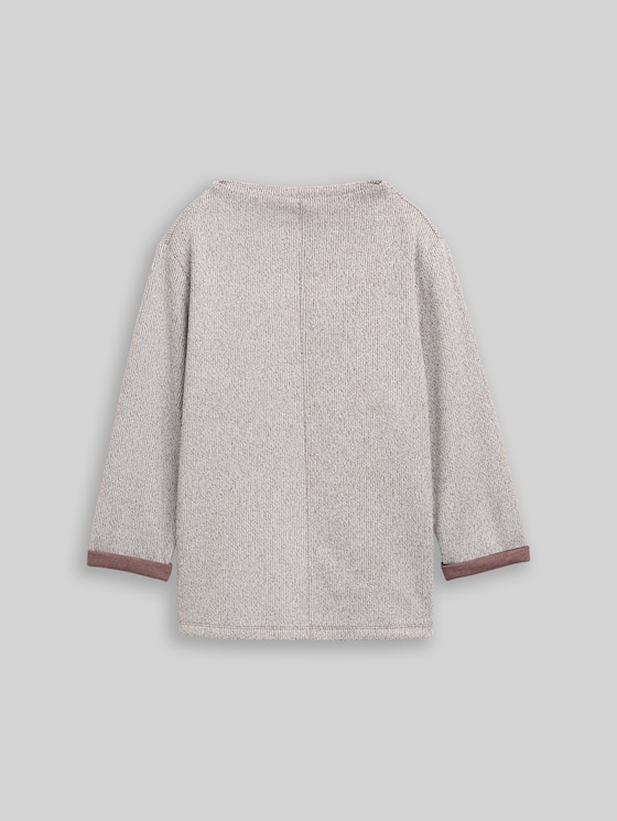 Sweatshirt with stand-up collar - dark pecan brown melange