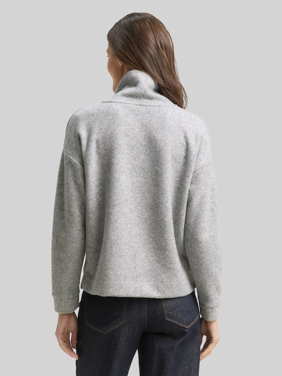 Loose fit sweatshirt with roll neck - medium silver grey melange