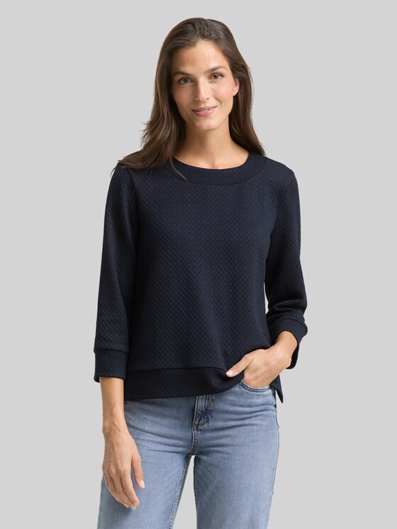 Boxy fit sweatshirt with 7/8 sleeves - sky captain blue