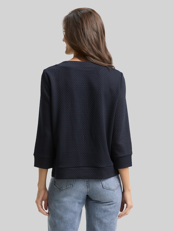 Boxy fit sweatshirt with 7/8 sleeves - sky captain blue