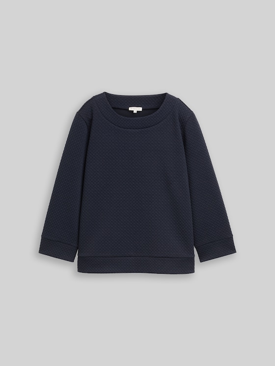Boxy fit sweatshirt with 7/8 sleeves - sky captain blue