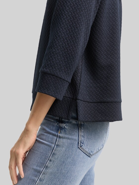 Boxy fit sweatshirt with 7/8 sleeves - sky captain blue