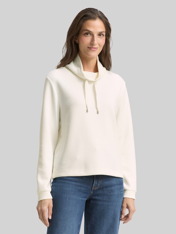 Scuba sweatshirt with stand-up collar - Whisper White