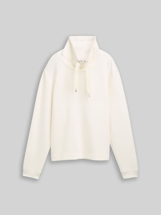 Scuba sweatshirt with stand-up collar - Whisper White