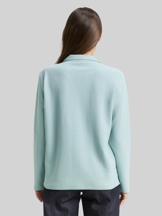 Long-sleeved shirt with a polo collar - white moss