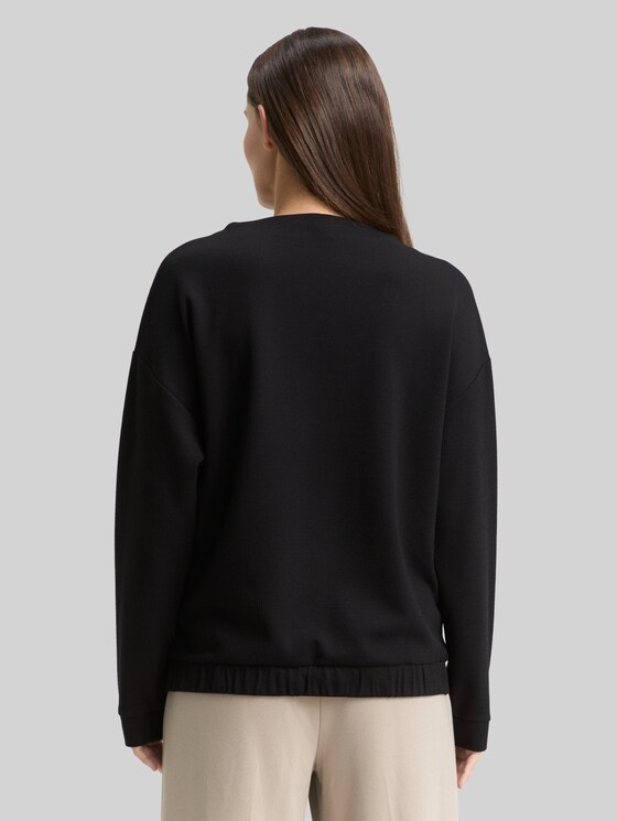 Loose fit sweatshirt with stand-up collar - deep black