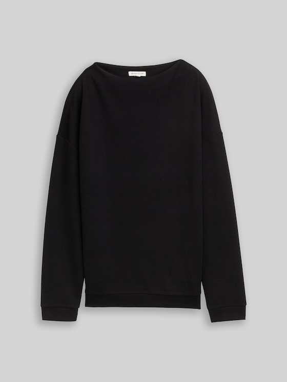Loose fit sweatshirt with stand-up collar - deep black