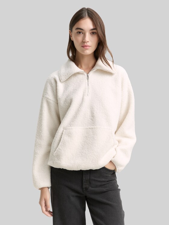 Loose fit teddy sweatshirt - off white