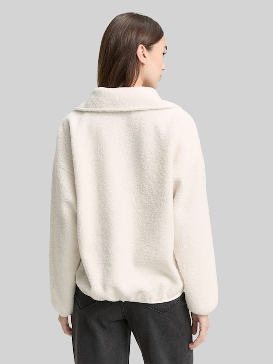 Loose fit teddy sweatshirt - off white