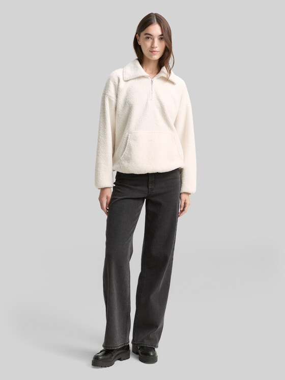 Loose fit teddy sweatshirt - off white