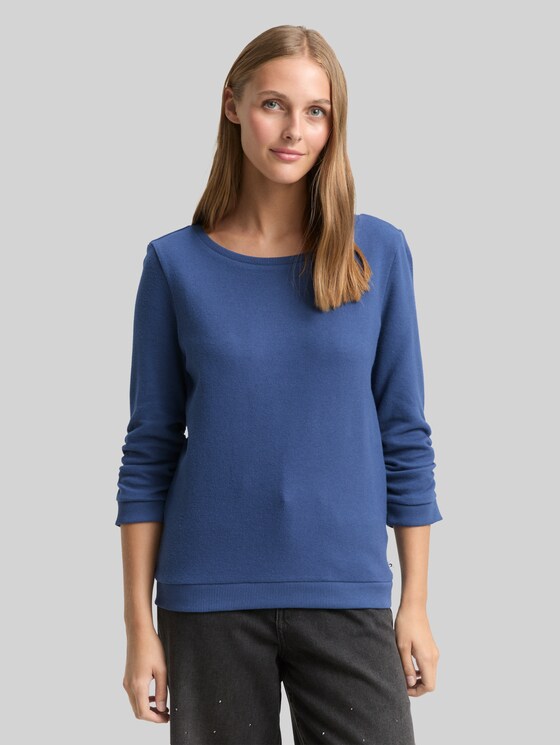 Fitted sweatshirt with ruffles - Dark Duck Blue