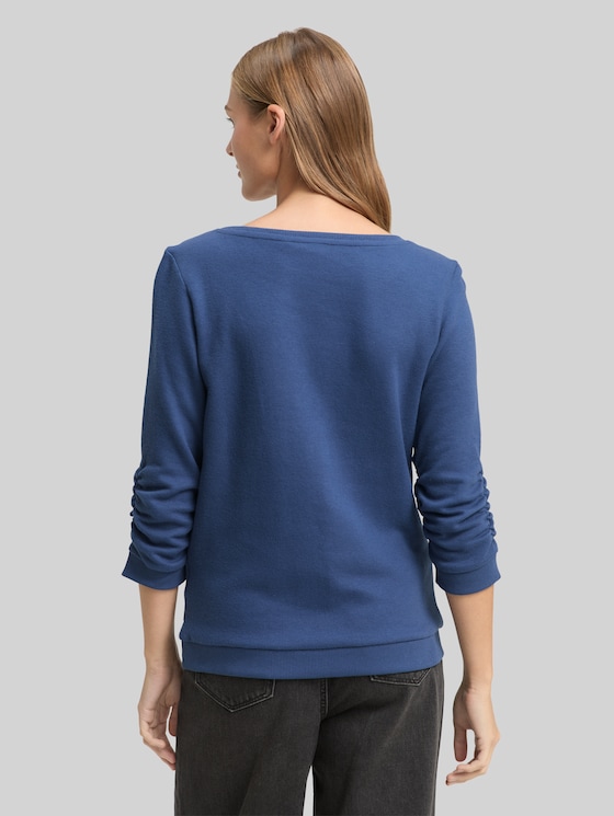 Fitted sweatshirt with ruffles - Dark Duck Blue