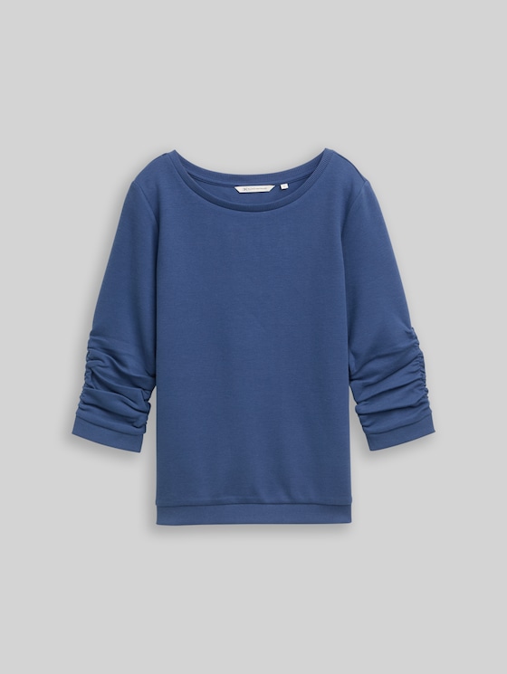 Fitted sweatshirt with ruffles - Dark Duck Blue