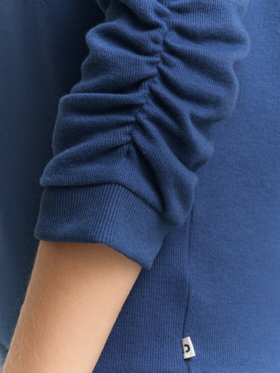 Fitted sweatshirt with ruffles - Dark Duck Blue