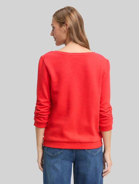 Fitted sweatshirt with ruffles - brilliant red