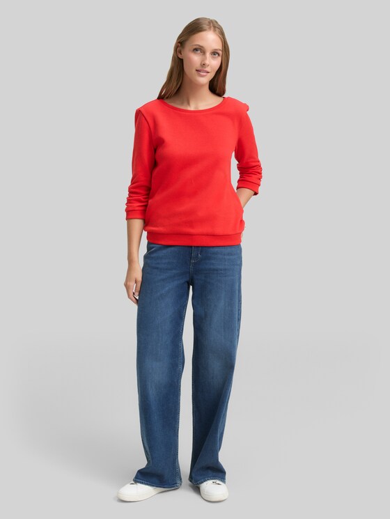 Fitted sweatshirt with ruffles - brilliant red