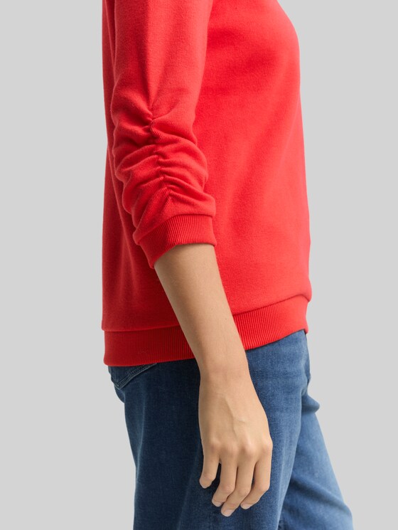 Fitted sweatshirt with ruffles - brilliant red