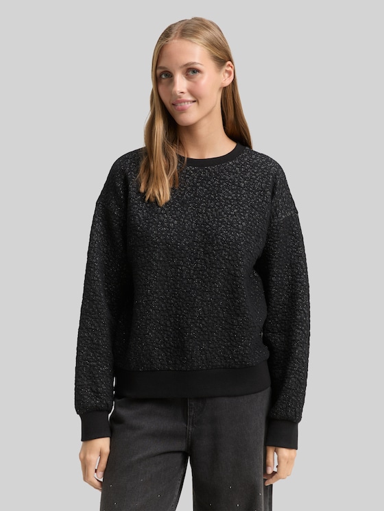 Sweatshirt with glitter effect - black glitter