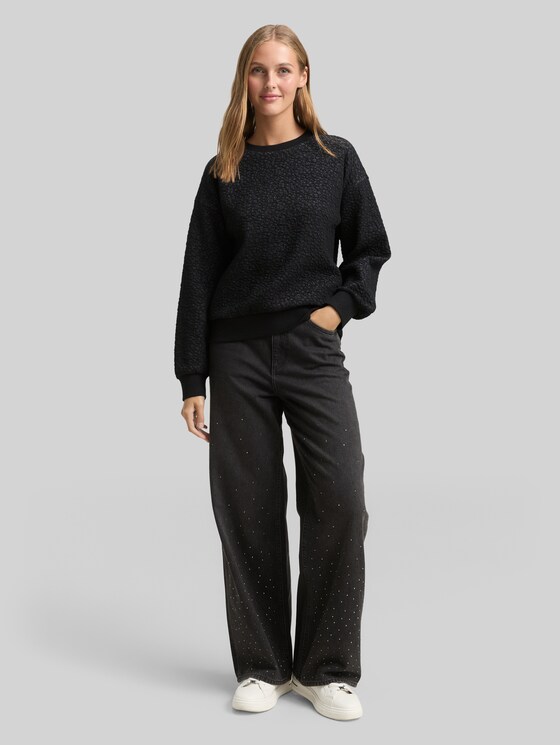 Sweatshirt with glitter effect - black glitter