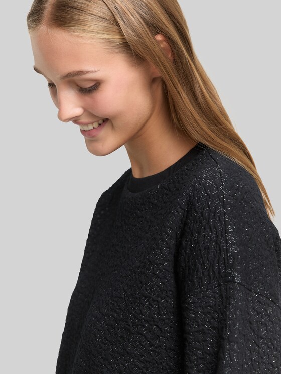 Sweatshirt with glitter effect - black glitter