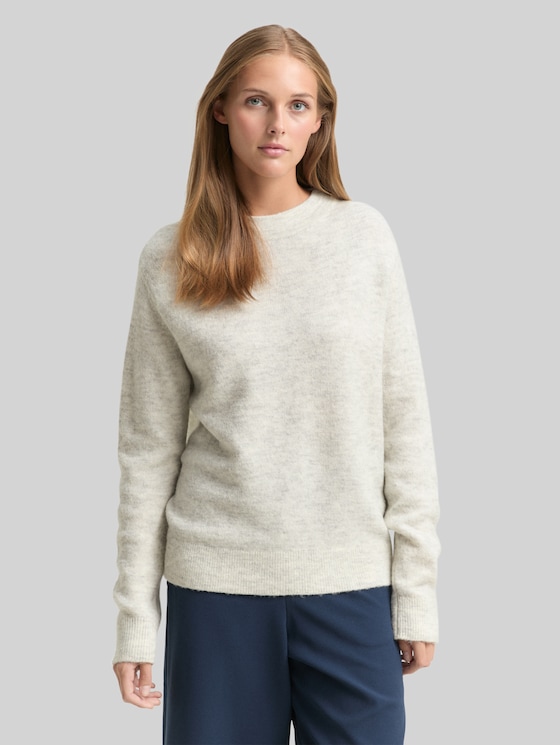 Cosy knitted jumper - Marble Beige Melange