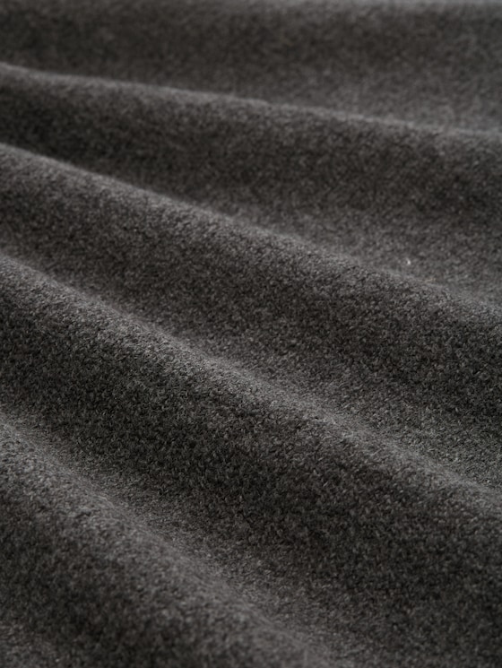 Relaxed fit knitted jumper with stand-up collar - Shale Grey Melange