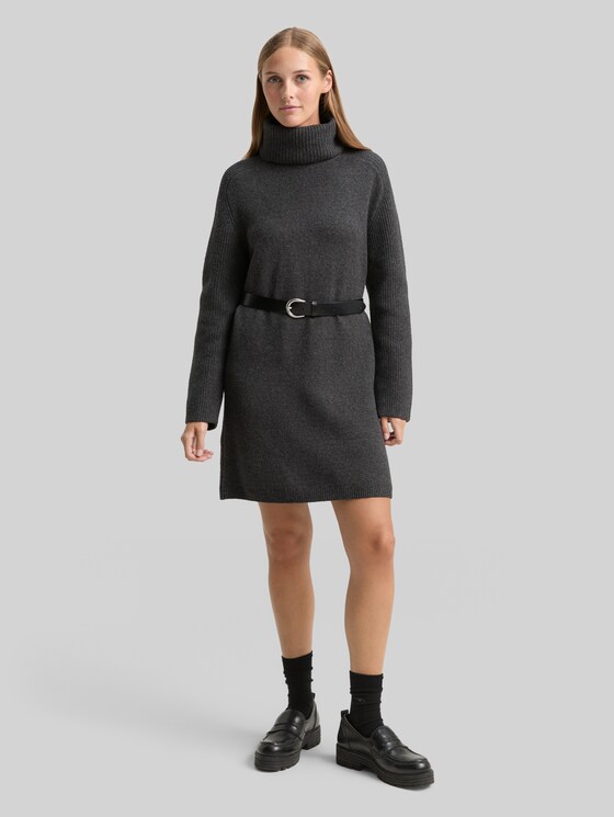 Mini dress with turtleneck - Shale Grey Melange