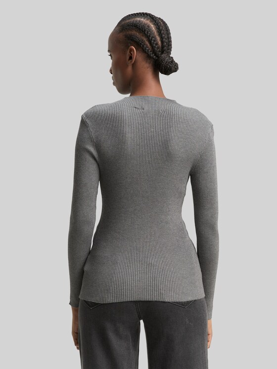 Tight-fit knitted jumper - Stormy Gray Melange