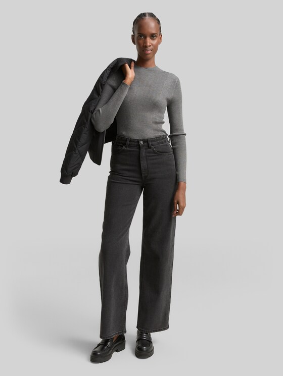 Tight-fit knitted jumper - Stormy Gray Melange