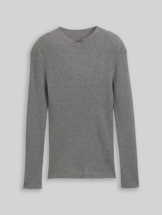 Tight-fit knitted jumper - Stormy Gray Melange