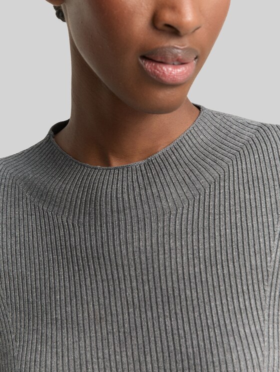 Tight-fit knitted jumper - Stormy Gray Melange