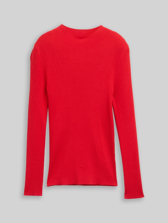 Tight-fit knitted jumper - brilliant red