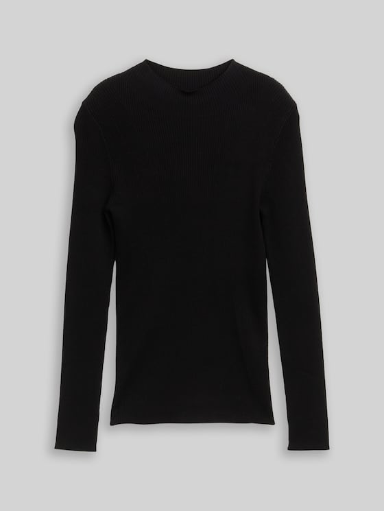 Tight-fit knitted jumper - deep black