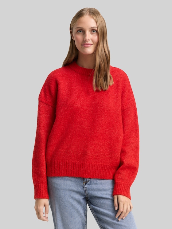 Oversized knitted jumper - brilliant red