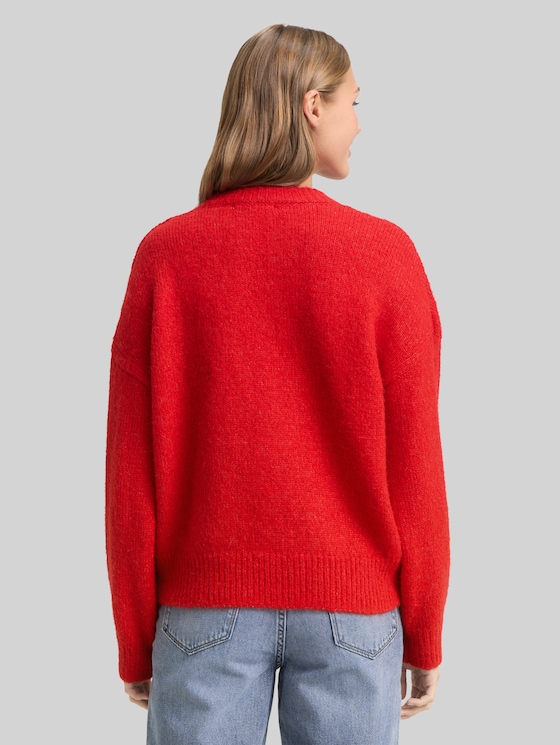 Oversized knitted jumper - brilliant red