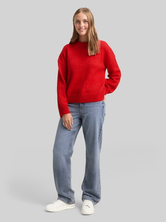 Oversized knitted jumper - brilliant red