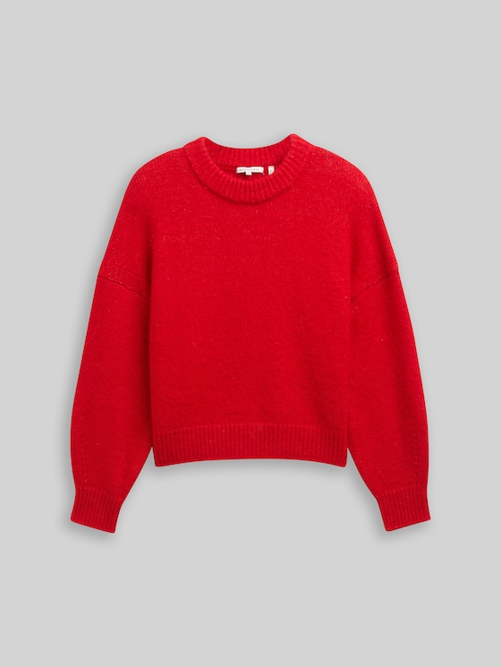 Oversized knitted jumper - brilliant red
