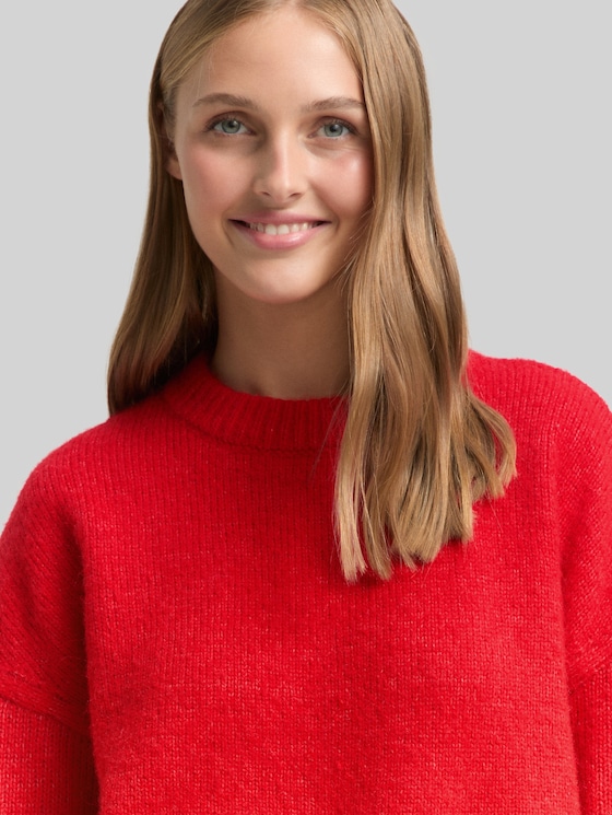 Oversized knitted jumper - brilliant red