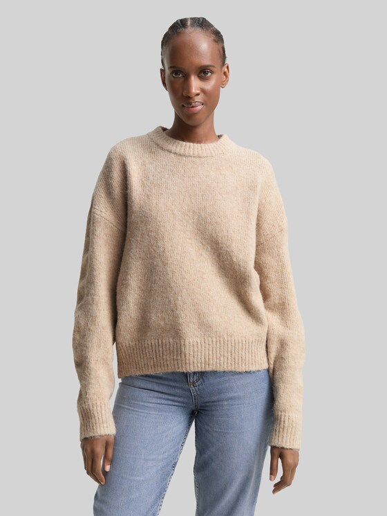 Oversized knitted jumper - cosy beige melange