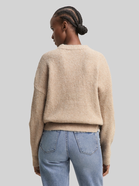 Oversized knitted jumper - cosy beige melange