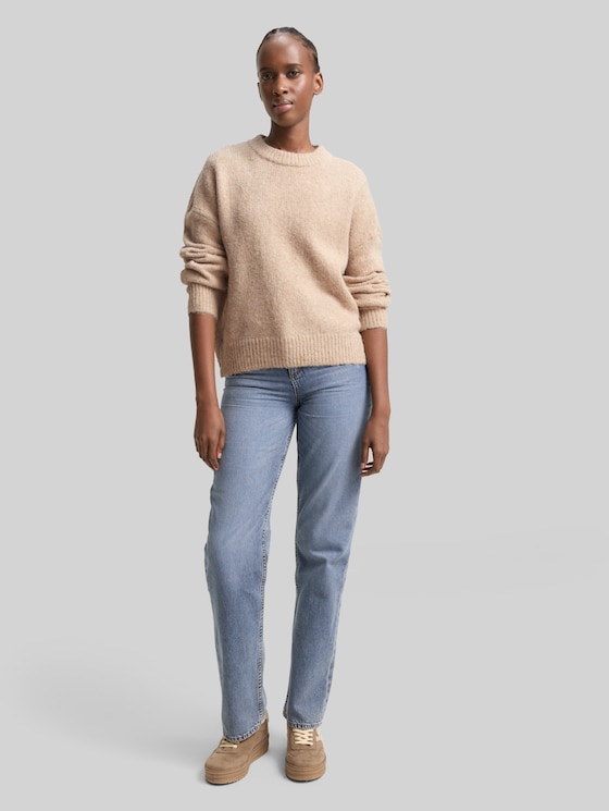 Oversized knitted jumper - cosy beige melange