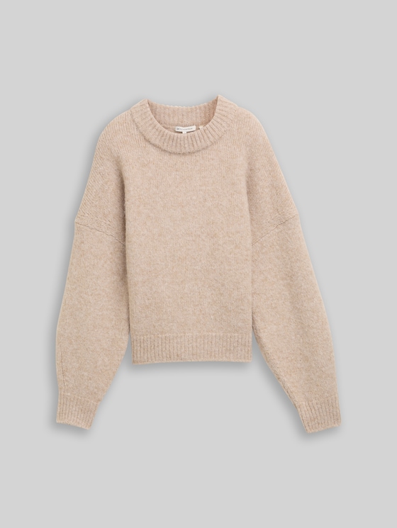 Oversized knitted jumper - cosy beige melange